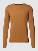 Tom Tailor Strickpullover mit Label-Stitching Modell 'BASIC' in Cognac...