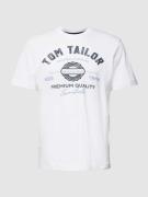 Tom Tailor T-Shirt mit Label-Print in Weiss, Größe L