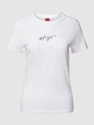 HUGO T-Shirt mit Label-Print in Weiss, Größe M