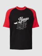 HUGO T-Shirt mit Label- und Statement-Stitching Modell 'Dilife' in Bla...