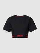 HUGO Cropped T-Shit mit Label-Saum in Black, Größe XS