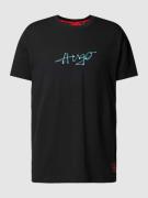 HUGO T-Shirt mit Label-Print Modell 'Handwritten' in Black, Größe XL