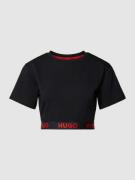 HUGO Cropped T-Shirt mit Label-Detail in Black, Größe L