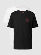 HUGO T-Shirt mit Label-Print im 2er-Pack Modell 'Dimento' in Black, Gr...