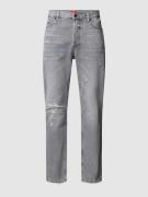 HUGO Tapered Fit Jeans im Destroyed-Look in Mittelgrau, Größe 31/32