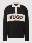 HUGO Poloshirt mit Label-Print Modell 'Dilvret' in Black, Größe XXL
