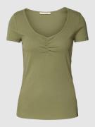 edc By Esprit T-Shirt aus Baumwolle in Ripp-Optik in Khaki, Größe S