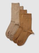 camano Socken mit Label-Print im 4er-Pack in Beige, Größe 43-46