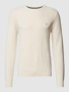 Fynch-Hatton Strickpullover mit Label-Stitching in Offwhite Melange, G...