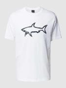 Paul & Shark T-Shirt mit Label-Print in Weiss, Größe L