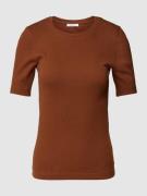 Knowledge Cotton Apparel T-Shirt in Ripp-Optik in Hazel, Größe L