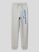 Polo Sport Sweatpants mit Label-Print in Mittelgrau Melange, Größe S