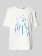 s.Oliver RED LABEL T-Shirt mit Motiv-Stitching in Weiss, Größe 42