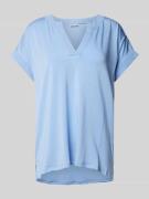 Fransa T-Shirt mit V-Ausschnitt Modell 'Liv' in Hellblau, Größe S