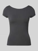 Gina Tricot T-Shirt mit U-Boot-Ausschnitt in Black, Größe L