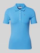 Tommy Hilfiger Slim Fit Poloshirt in Ripp-Optik in Bleu, Größe S