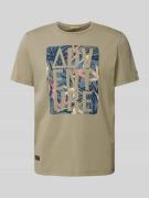 camel active T-Shirt mit Statement-Motiv-Print in Khaki, Größe M