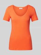 Marc O'Polo T-Shirt mit abgerundetem V-Ausschnitt in Orange, Größe XS