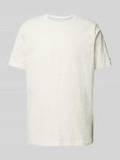 Fynch-Hatton T-Shirt mit Logo-Stitching in Offwhite Melange, Größe S