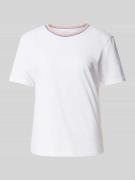 Jake*s Casual T-Shirt mit kontrastivem Rundhalsausschnitt in Weiss, Gr...