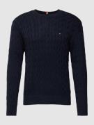 Tommy Hilfiger Strickpullover mit Zopfmuster in Marine, Größe XXXL