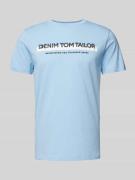 Tom Tailor Denim T-Shirt mit Label-Print in Hellblau, Größe L