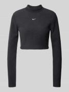 Nike Cropped Longsleeve mit Logo-Stitching in Black, Größe XS