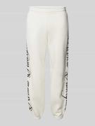 REVIEW Sweatpants mit Label-Stitching in Offwhite, Größe XS