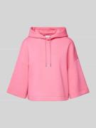 comma Casual Identity Hoodie in unifarbenem Design in Pink, Größe S