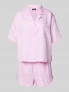 Polo Ralph Lauren Pyjama mit Allover-Logo-Muster in Rosa, Größe XS
