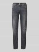 Petrol Slim Fit Jeans im 5-Pocket-Design in Mittelgrau, Größe 31/32