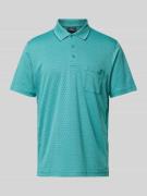RAGMAN Regular Fit Poloshirt mit Allover-Muster in Tuerkis, Größe M