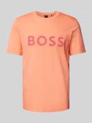 BOSS Green T-Shirt mit Label-Schriftzug in Hellrot, Größe M