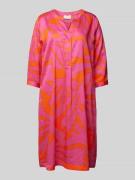 Milano Italy Knielanges Kleid mit Allover-Muster in Pink, Größe 36