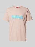 HUGO T-Shirt mit Label-Print Modell 'Dacation' in Rose, Größe M