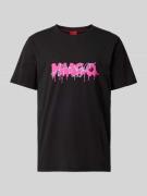 HUGO T-Shirt mit Label-Print Modell 'Dacation' in Black, Größe XXL