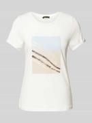 More & More T-Shirt mit Paillettenbesatz in Offwhite, Größe 40