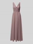 Mascara Abendkleid mit Plisseefalten in Mauve, Größe 34