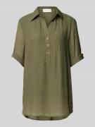 Apricot Bluse mit Tunikakragen in Khaki, Größe XS