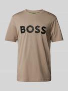 BOSS Green T-Shirt mit Label-Schriftzug in Sand, Größe M