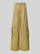 Karo Kauer Cargohose in unifarbenem Design in Khaki, Größe XL