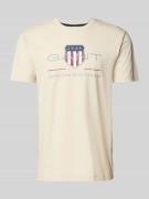 Gant T-Shirt mit Label-Print Modell 'ARCHIVE' in Sand, Größe S