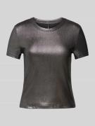 Only T-Shirt in Ripp-Optik Modell 'ONLYSOL LIFE' in Anthrazit, Größe S