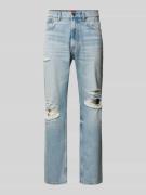 HUGO Straight Fit Jeans mit Label-Patch in Hellblau, Größe 30/32