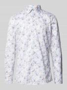 Eterna Slim Fit Business-Hemd mit Allover-Muster in Weiss, Größe 38