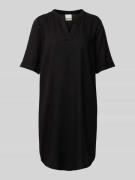 ICHI Leinenkleid mit Tunikakragen Modell 'Lino' in Black, Größe 34