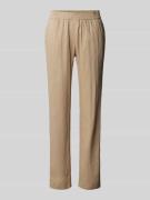 Marc Cain Tapered Fit Leinenhose mit elastischem Bund in Sand, Größe 4...