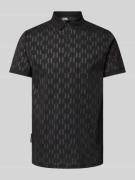 Karl Lagerfeld Slim Fit Poloshirt mit Allover-Logo-Muster in Black, Gr...