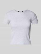 Vero Moda T-Shirt in Ripp-Optik Modell 'CHLOE' in Hellgrau Melange, Gr...
