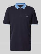 Fynch-Hatton Regular Fit Poloshirt mit Kontrastbesatz in Marine Melang...
